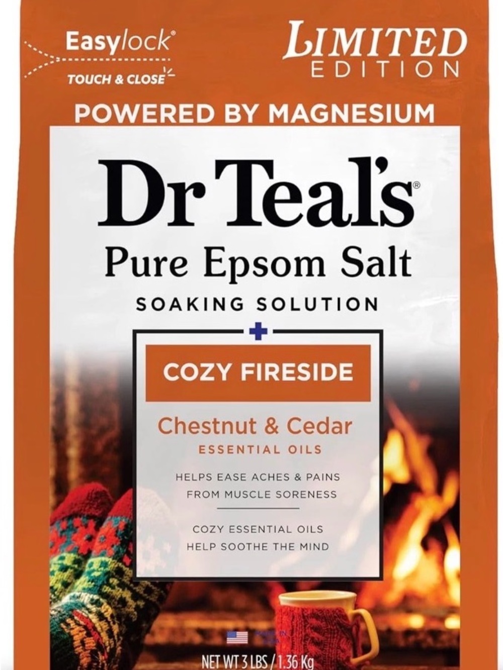 Dr Teal's Cozy Fireside Pure Epsom Salt - Chestnut & Cedar